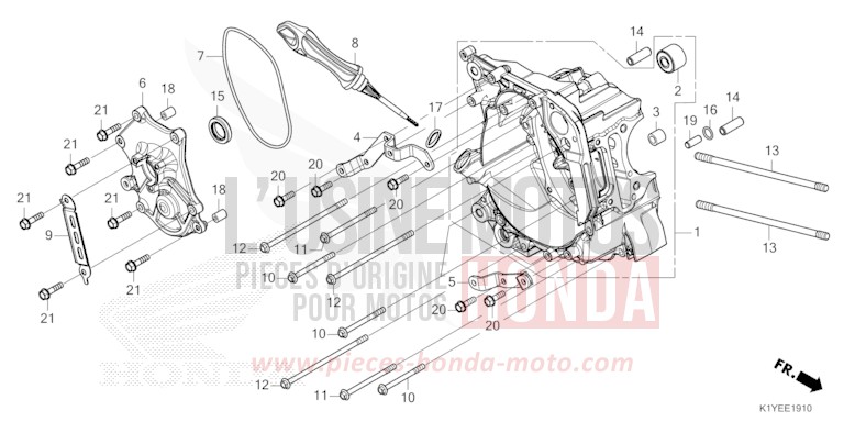 RIGHT CRANKCASE for PCX 125 PEARL SNOWFLAKE WHITE (NHD01) from 2025